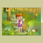 Girl and the funny Doggy card cards