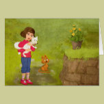 Girl and the funny Doggy Card cards