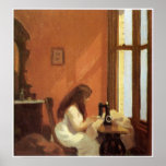 Girl at Sewing Machine, Edward Hopper Print