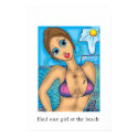 Girl at the beach posters