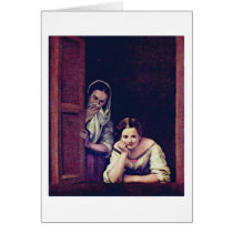 Girl At The Window By Murillo Bartolome Perez Card