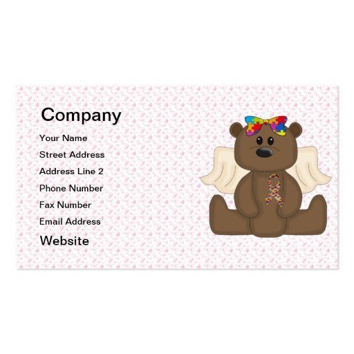 Girl Autism Awareness Bear Business Card