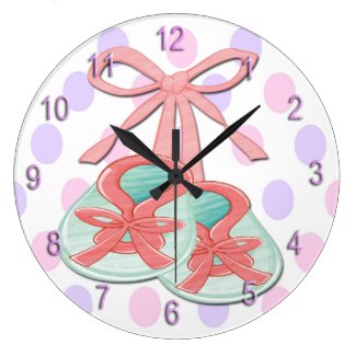 Girl Baby Booties Round Wall Clock
