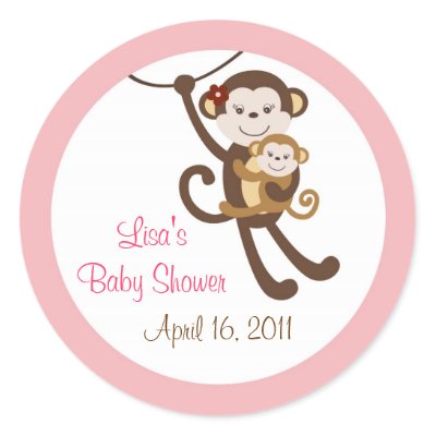 Girl Baby Monkey Jungle Envelope Seals Stickers