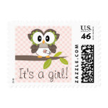 Girl Baby Owl Postage Stamp