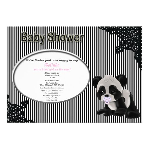Girl Baby Panda Baby Shower Invitation