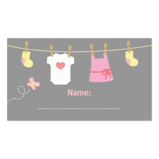 Girl Baby Shower, Clothes Diaper Raffle Tickets Business Card Templates (back side)