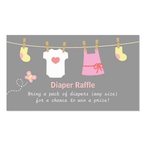 Girl Baby Shower, Clothes Diaper Raffle Tickets Business Card Templates