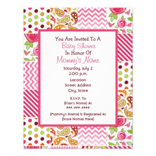 Girl Baby Shower - Girly Patchwork Invitation