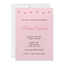 Girl Baby Shower Hanging Light Pink Hearts invitations by augustafternoon Girl Baby Shower Hanging Light Pink Hearts invitations