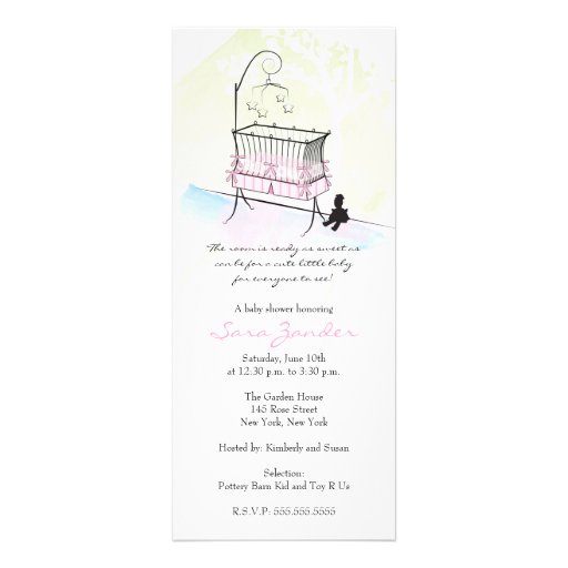 Girl Baby Shower Invitation - Baby Crib