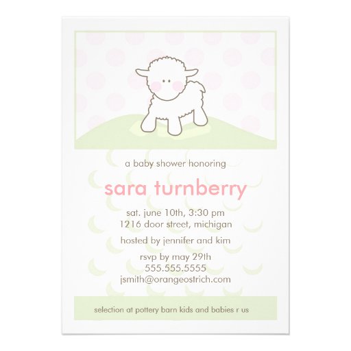 Girl Baby Shower Invitation - Little Lamb