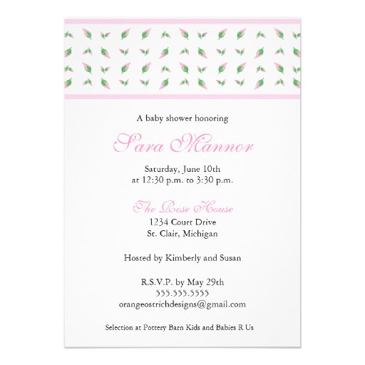 Girl Baby Shower Invitation - Rosebud