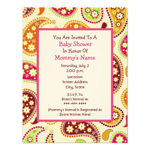 Girl Baby Shower - Paisley & Pink Carriage Personalized Invite