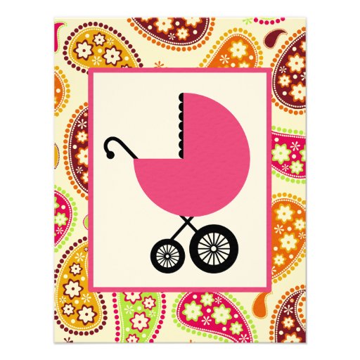 Girl Baby Shower - Paisley & Pink Carriage Personalized Invite
