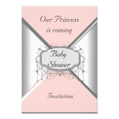 Girl Baby Shower Party Pink Silver  Invitation
