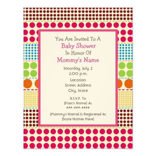 Girl Baby Shower Pink Carriage & Boho Dots Custom Invitation