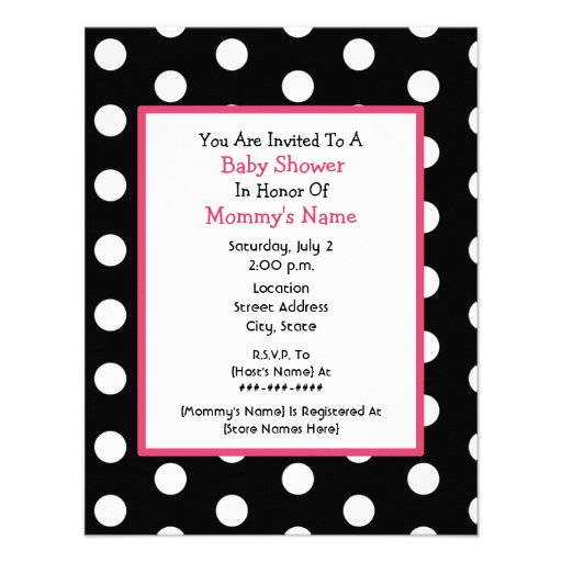 Girl Baby Shower - Pink Carriage & Polka Dots Custom Announcement