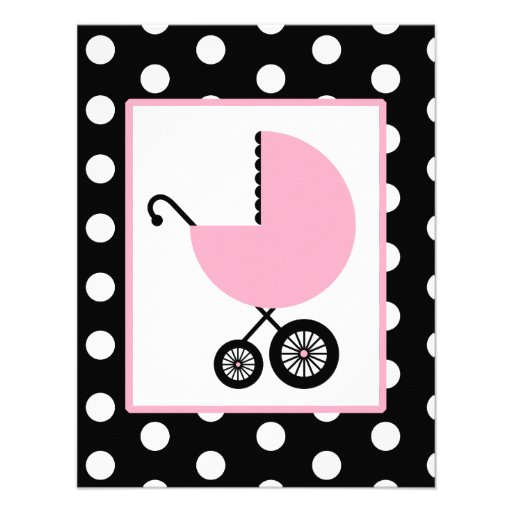 Girl Baby Shower - Pink Carriage & Polka Dots Custom Invite
