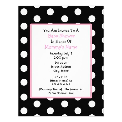 Girl Baby Shower - Pink Carriage & Polka Dots Custom Invite