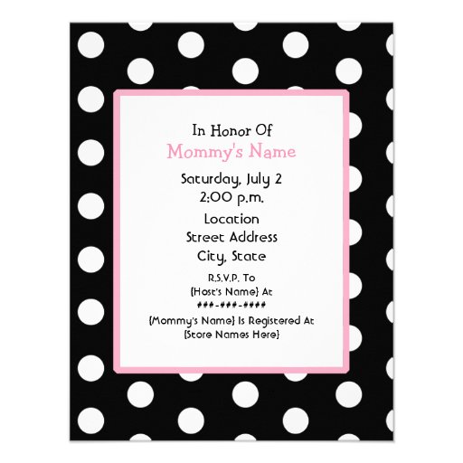 Girl Baby Shower - Pink Umbrella & Polka Dots Announcement