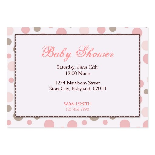 Girl Baby Shower Reminder Card Business Card Template (back side)