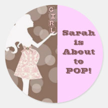 Girl Baby Shower Round Sticker