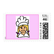 Girl baking, girl chef stamp