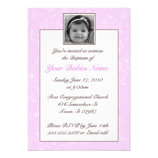Girl Baptism / Christening Personalized Invitations