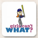 Girl Baseball Player in Blue Coaster