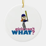 Girl Baseball Player in Blue Ornament