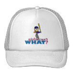 Girl Baseball Player in Blue Trucker Hats