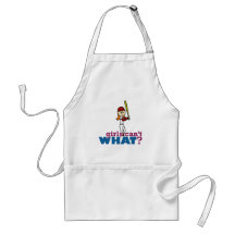 Girl Baseball Player in Red Apron