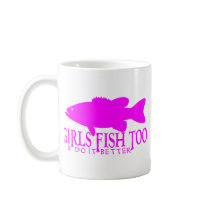 GIRL BASS FISHING COFFEE MUGS
