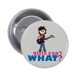 Girl Bass Guitar Player Pinback Buttons