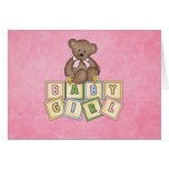 Girl Bear  Baby Blocks Greeting Cards