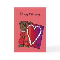 girl bear holding valentine for mother card