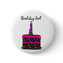Girl bear on birthday cake - Customized buttons