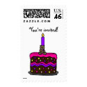 Girl bear on birthday cake postage
