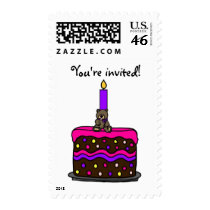 Girl bear on birthday cake postage by littlemunchkins Girl bear on birthday cake postage