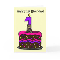 girl bear on cake 1st birthday cards by littlemunchkins girl bear on cake 1st birthday cards