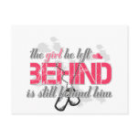 Girl behind postcard