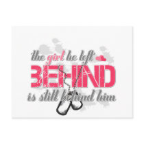 Girl behind postcard