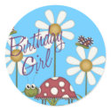 Girl Birthday Bugs stickers