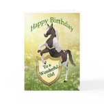 Girl birthday card with a rearing horse
