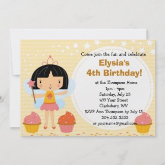 Girl Birthday Party - Fairy Princess Cupcake invitation