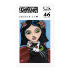Girl, Black Cat and Ladybug (large) Postage stamp