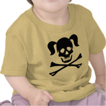 Girl Black Skull and Crossbones With Pigtails t-shirts