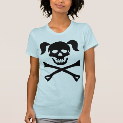 Girl Black Skull and Crossbones With Pigtails T Shirt
