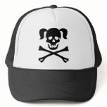 Girl Black Skull With Pig Tails hats